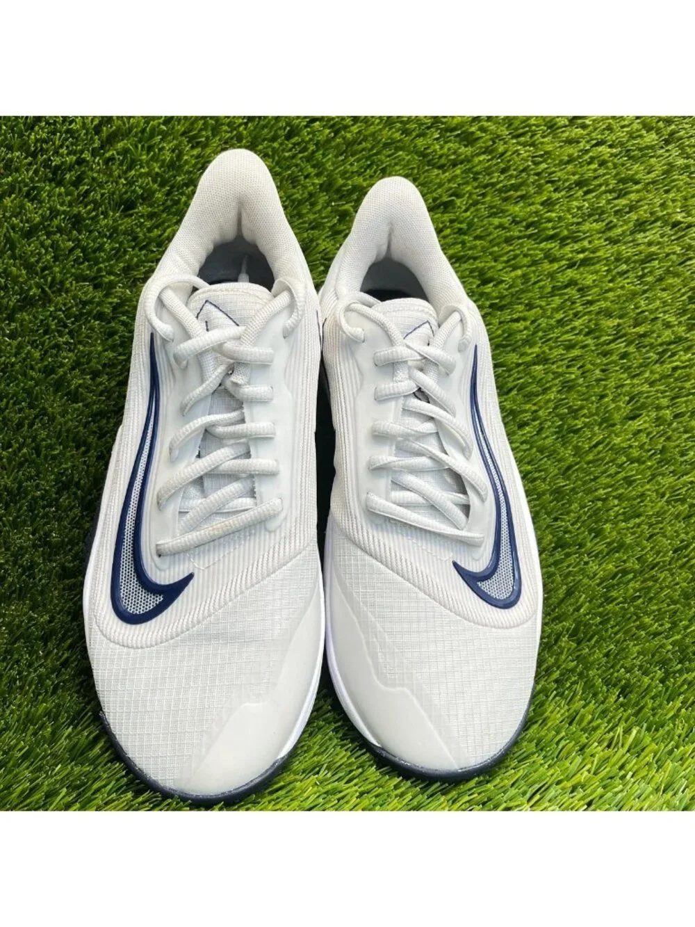 Nike Precision 7 Mens Size 6.5 White Blue Athletic Basketball Shoes Sneakers